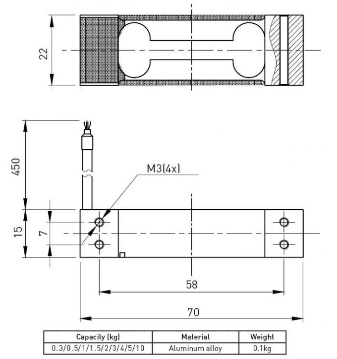 Sensor monopunto industrial resistente de la célula de carga del haz de la aleación de aluminio