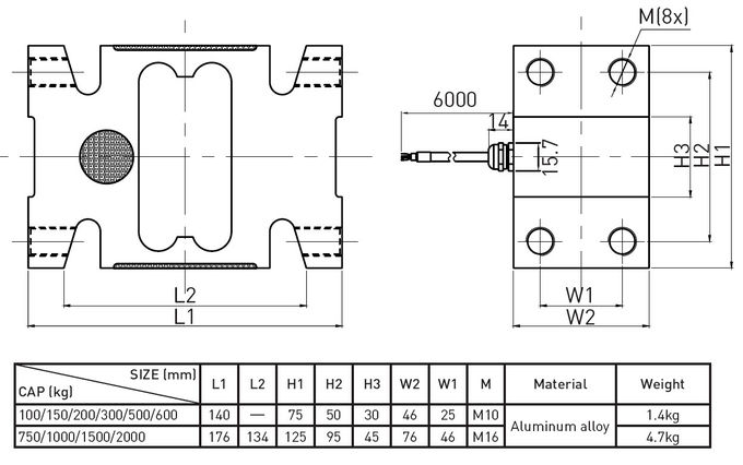 Tensión y compresión de la exactitud de la célula de carga del sensor de la fuerza de la capacidad grande