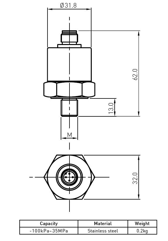Sensor miniatura inalámbrico del transductor de la presión hydráulica con temperatura alta