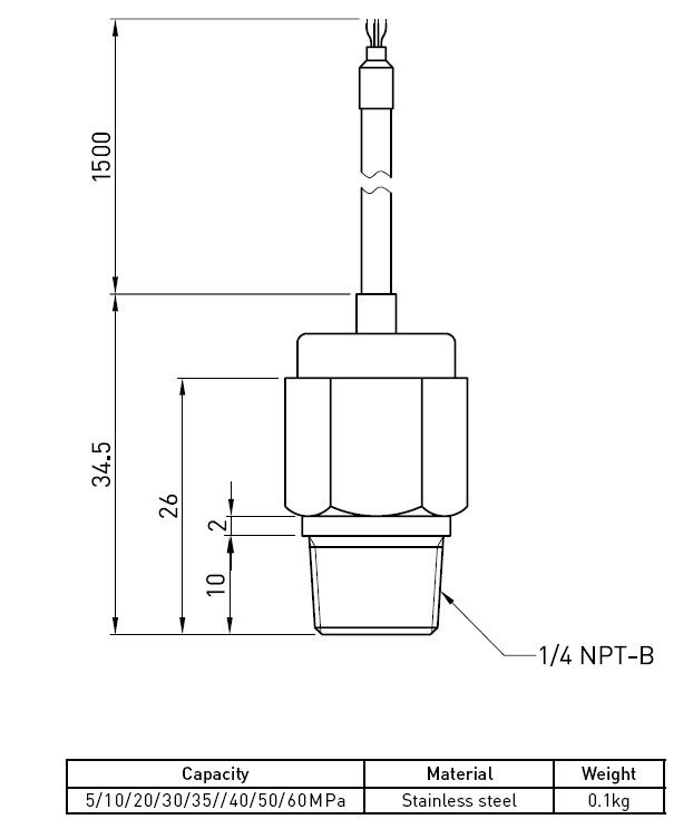 Sensor micro de la presión hydráulica del contacto con el acero inoxidable 5Mpa a 60Mpa