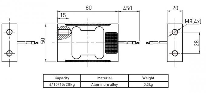 Transductor monopunto 6kg de la célula de carga de la escala electrónica a 20kg, IP65 impermeable